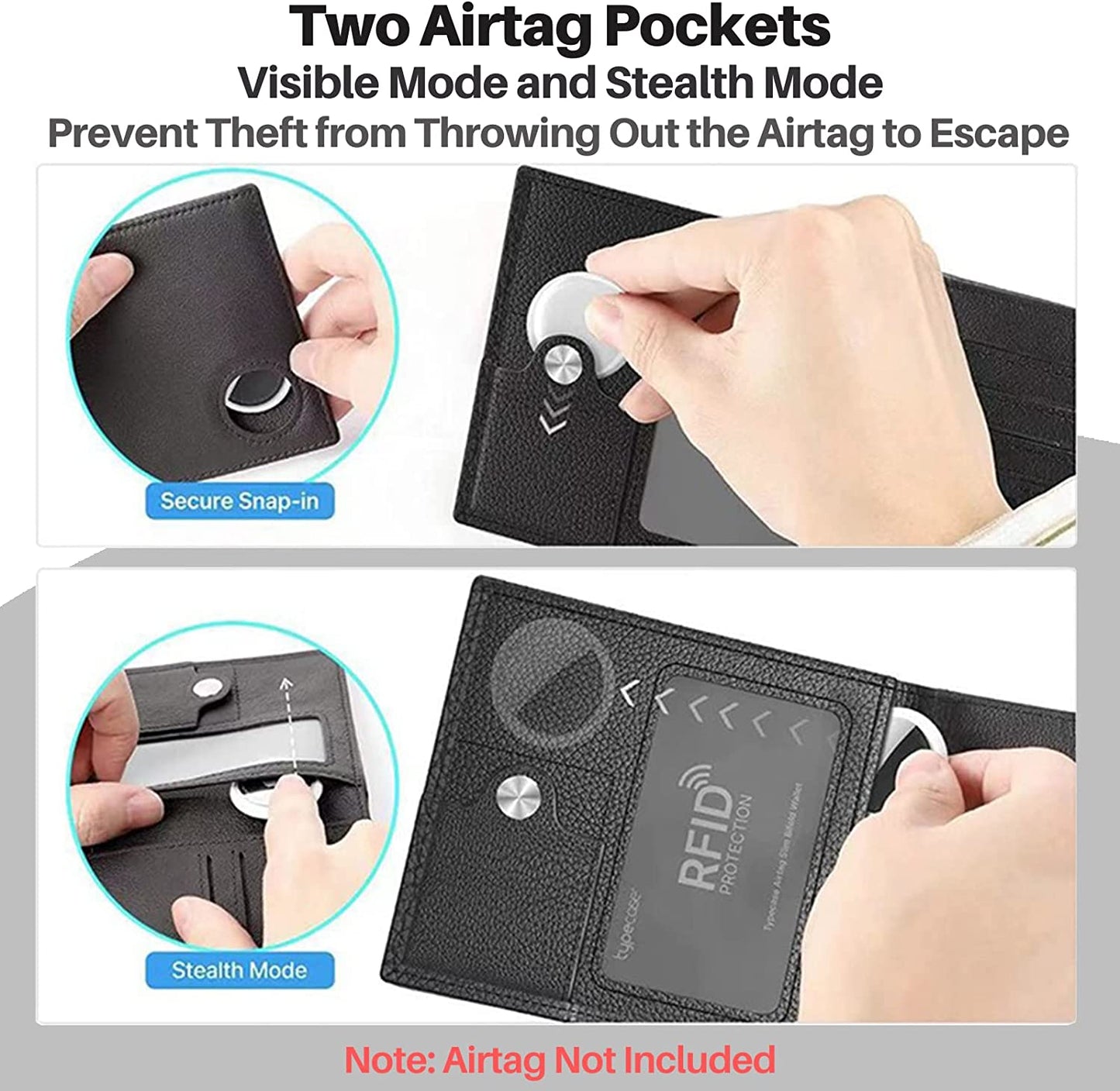 Bifold Smart Airtag Wallet with Airtag Keychain| Genuine Leather Men'S Air Tag Wallet