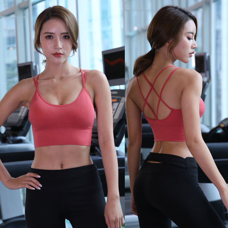 Thin Straps Cross Beautiful Back Yoga Sports Bra Quick-drying Shock-proof Running Fitness Sports