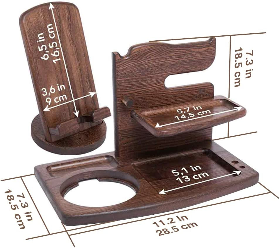 Gifts for Men Christmas Rotating Wood Docking Station Gifts for Men Bedside Organizer