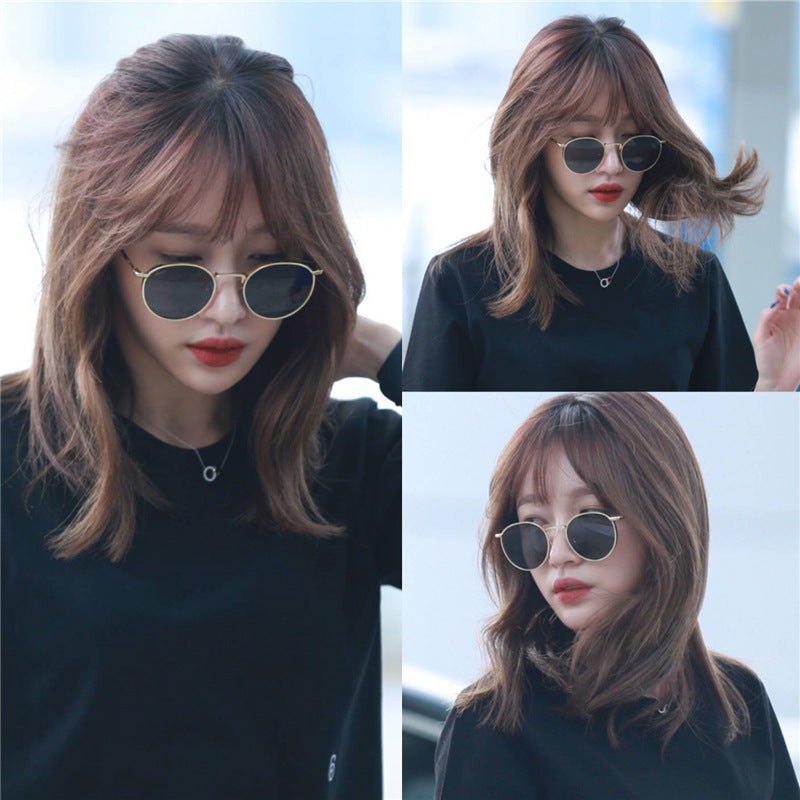 2022 New Style Plain Small Frame Sunglasses Female Trendy Korean Version Small Face Fashion Retro Harajuku Net Red Round Sunglasses