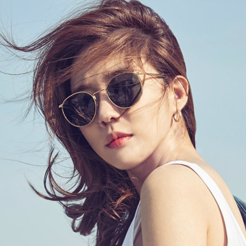 2022 New Style Plain Small Frame Sunglasses Female Trendy Korean Version Small Face Fashion Retro Harajuku Net Red Round Sunglasses
