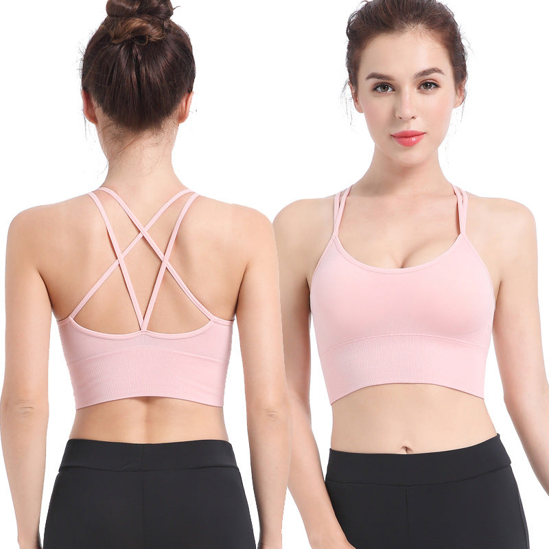 Thin Straps Cross Beautiful Back Yoga Sports Bra Quick-drying Shock-proof Running Fitness Sports