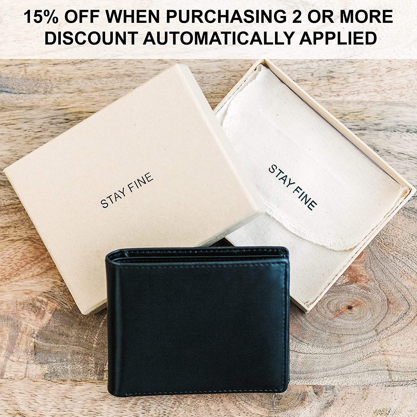 Top Grain Leather Wallet for Men, RFID Blocking | Extra Capacity Bifold Wallet with 2 ID Windows