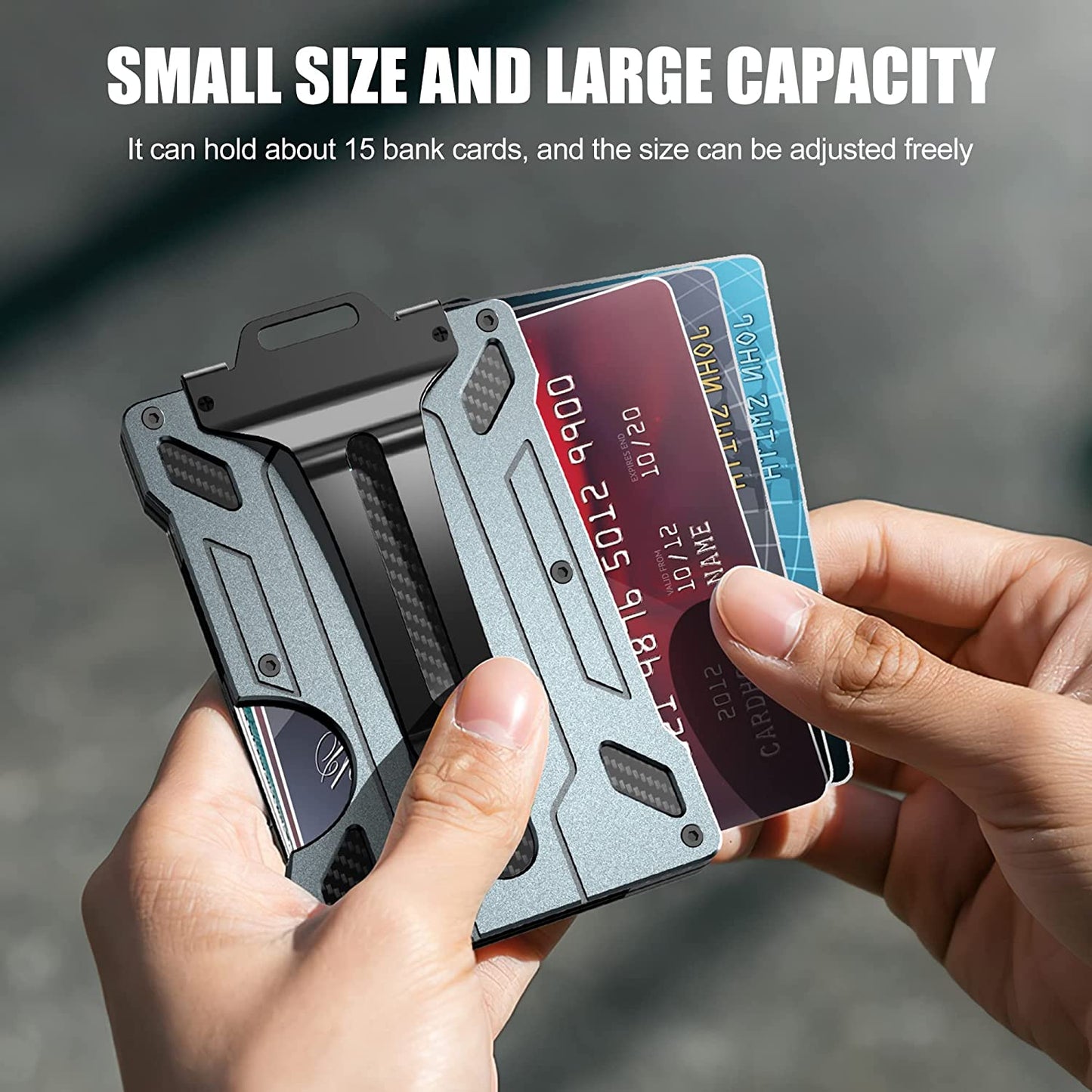 Wallet for Men - Slim Aluminum Metal Money Clip with 1 Clear Window ID Badge Holder