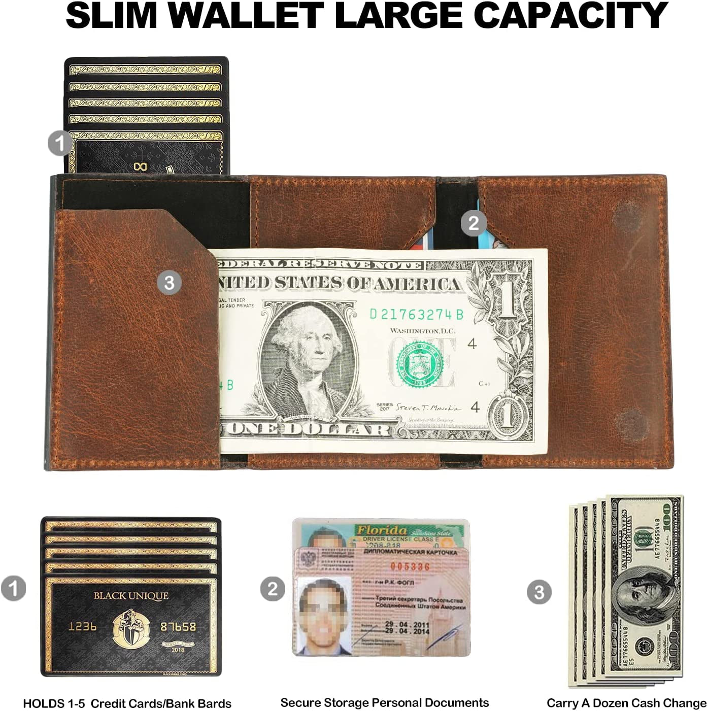 Airtag Wallet Men Wallets Credit Card Holder for Men with Airtag Slot RFID Blocking