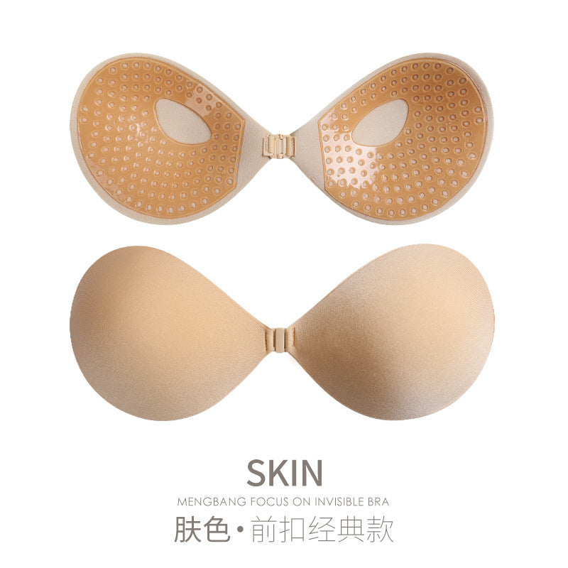 Spot Lycra Milk Paste Round Cup Underwear Breathable Strapless Invisible Bra Gather Front Buckle Chest Paste