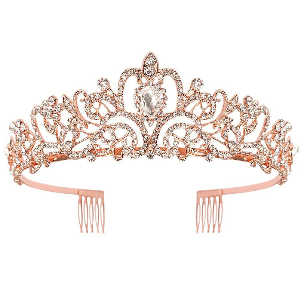 Gold Tiara for Women Crystal Crown with Colorful Gemstones Rhinestones Hair Accessories for Girls