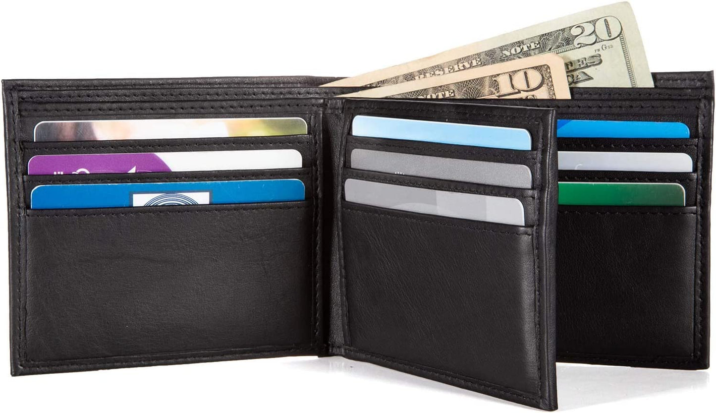 Extra Capacity Bifold Wallet for Men - RFID Blocking Genuine Leather Wallet