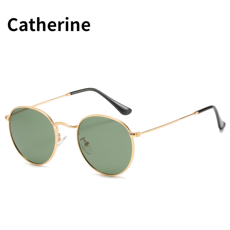 Classic Round Frame Polarized Sunglasses Personality Metal Pattern Frame Sunglasses Factory Direct Supply