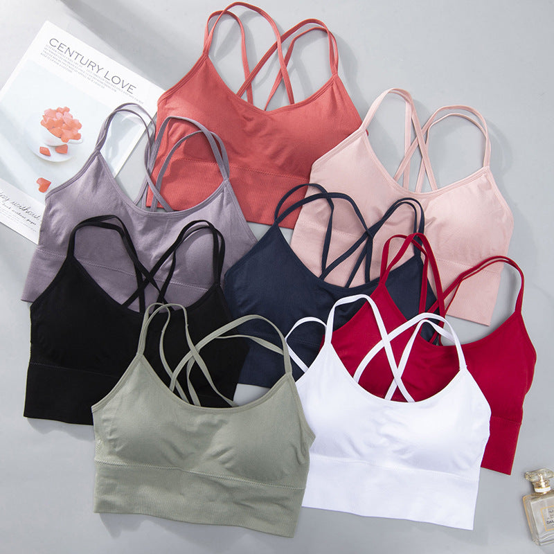 Thin Straps Cross Beautiful Back Yoga Sports Bra Quick-drying Shock-proof Running Fitness Sports
