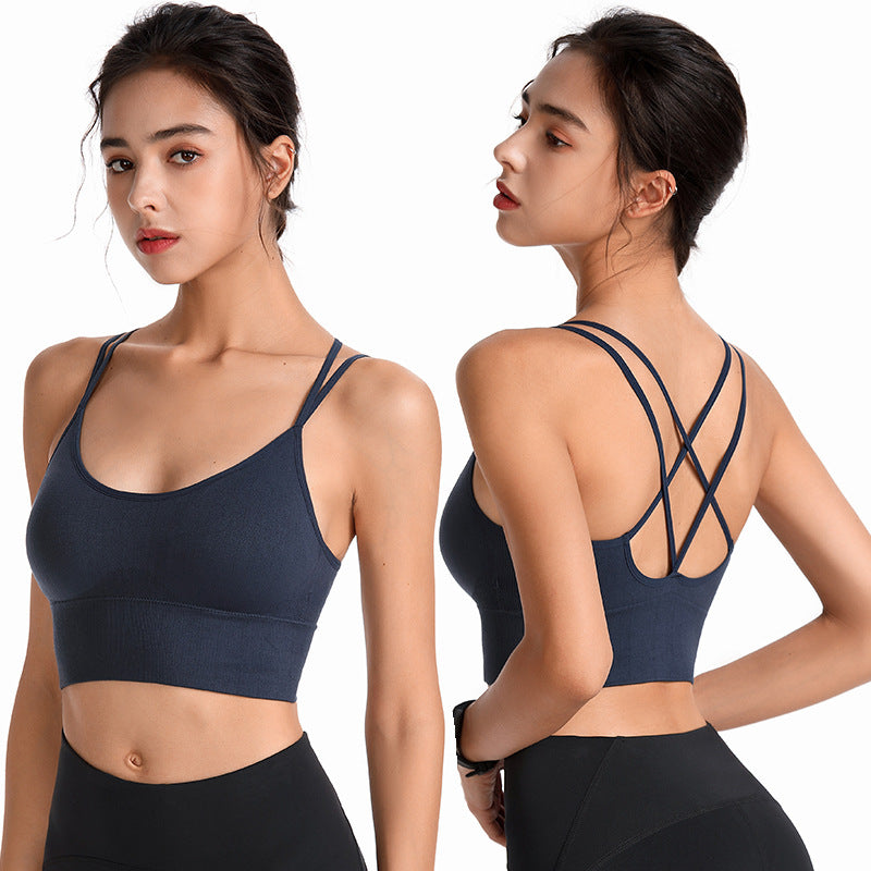 Thin Straps Cross Beautiful Back Yoga Sports Bra Quick-drying Shock-proof Running Fitness Sports