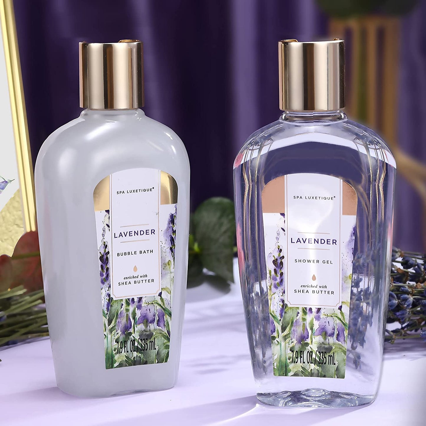 Gift Baskets for Women, Spa Gifts for Women - 10Pcs Lavender Bath and Body Gift Set with Bath Bomb