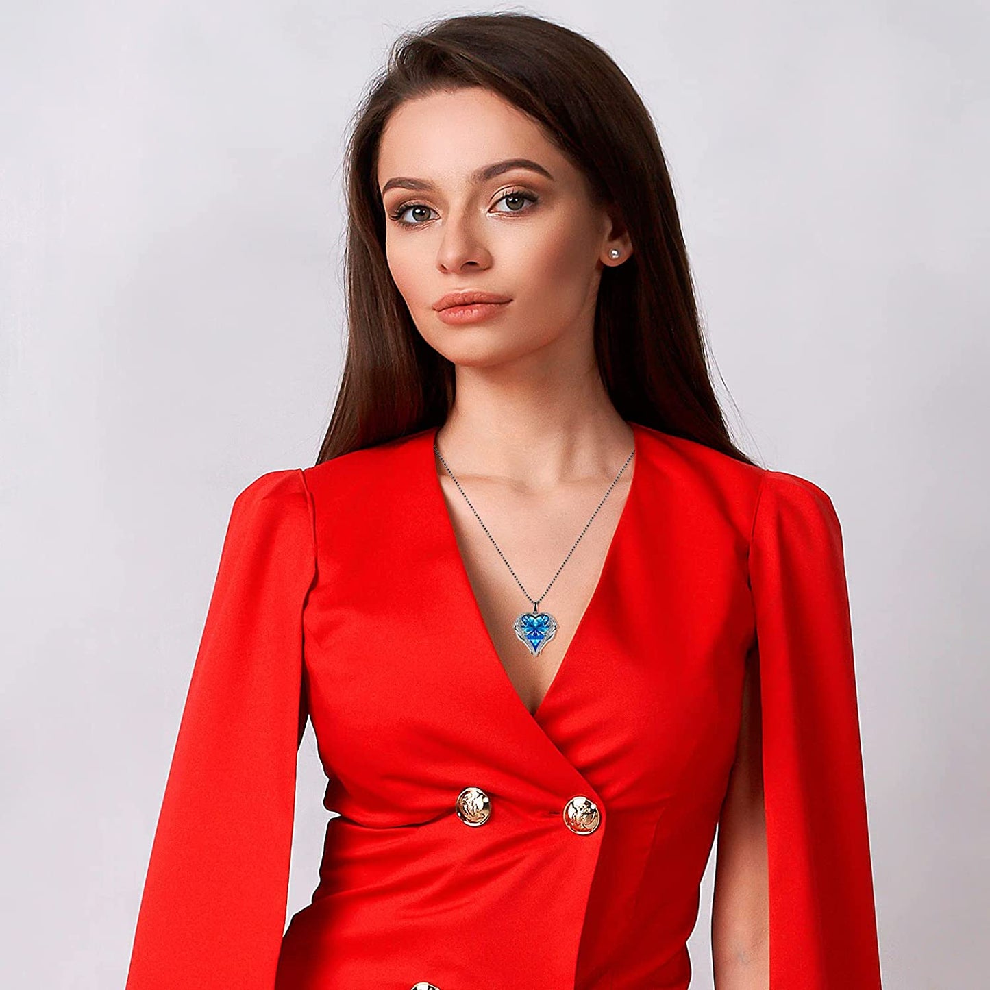 Preserved Rose with Angel Wings Necklace Gift Set for Women. Eternal Rose Gifts for Mom Grandma