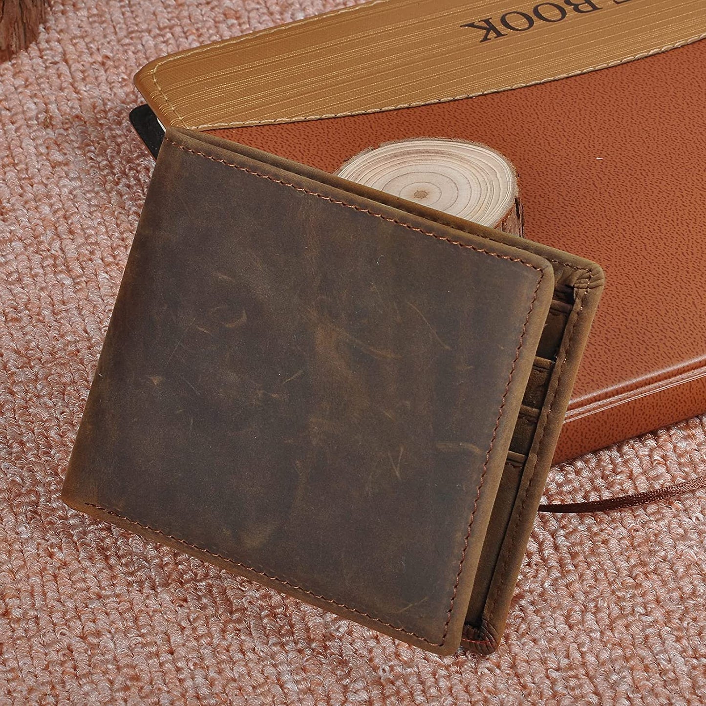 Genuine Leather Wallets for Men, Handmade Vintage Italian Distressed Slim Bifold Men's Wallet