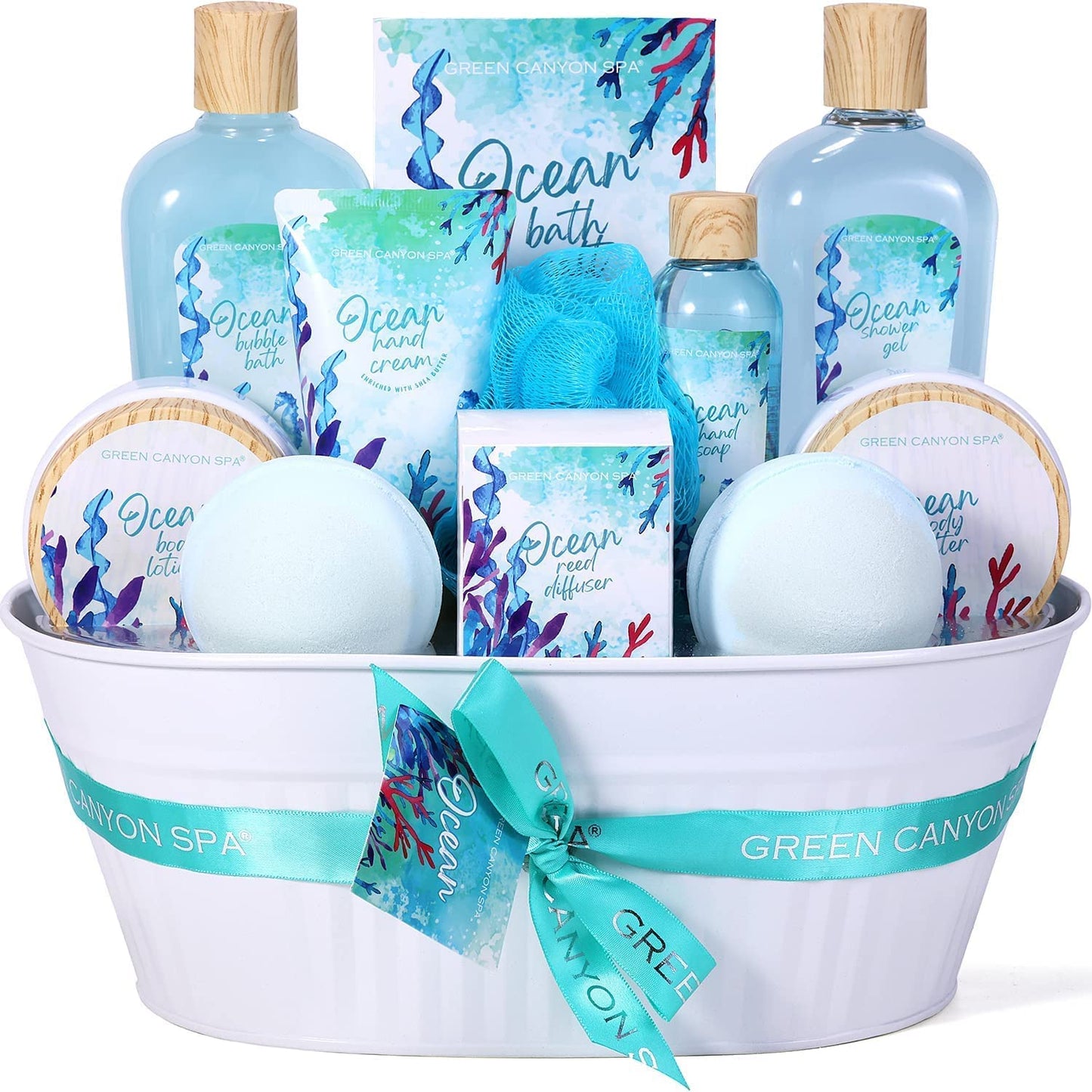 Bath Spa Gift Baskets Women - 12 Pcs Ocean Bath Gift Sets Home Holiday Spa Gift Basket