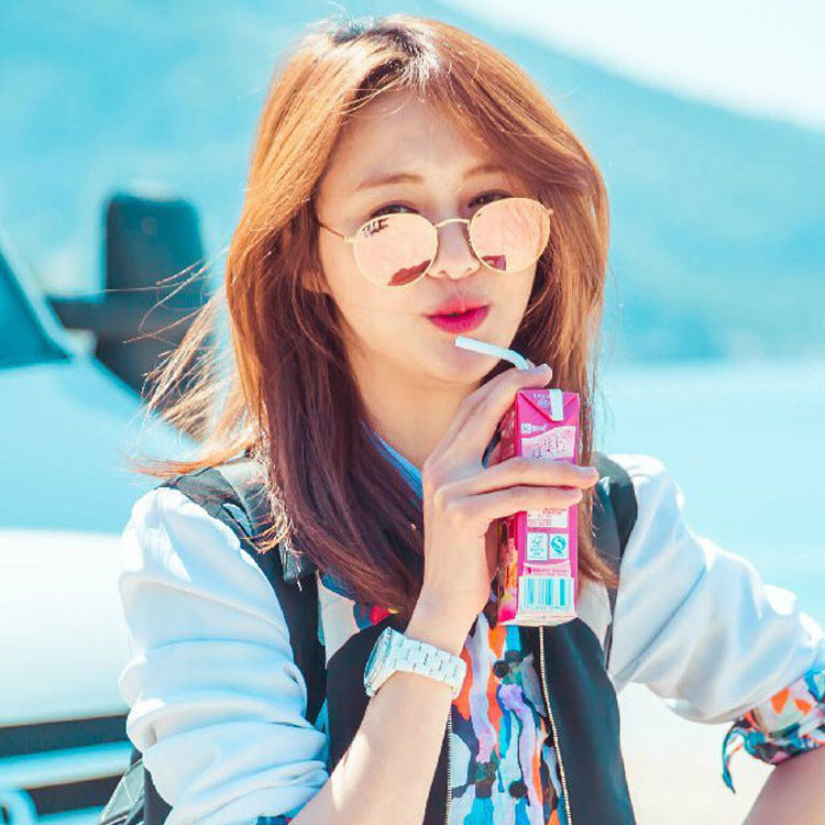 2022 New Style Plain Small Frame Sunglasses Female Trendy Korean Version Small Face Fashion Retro Harajuku Net Red Round Sunglasses