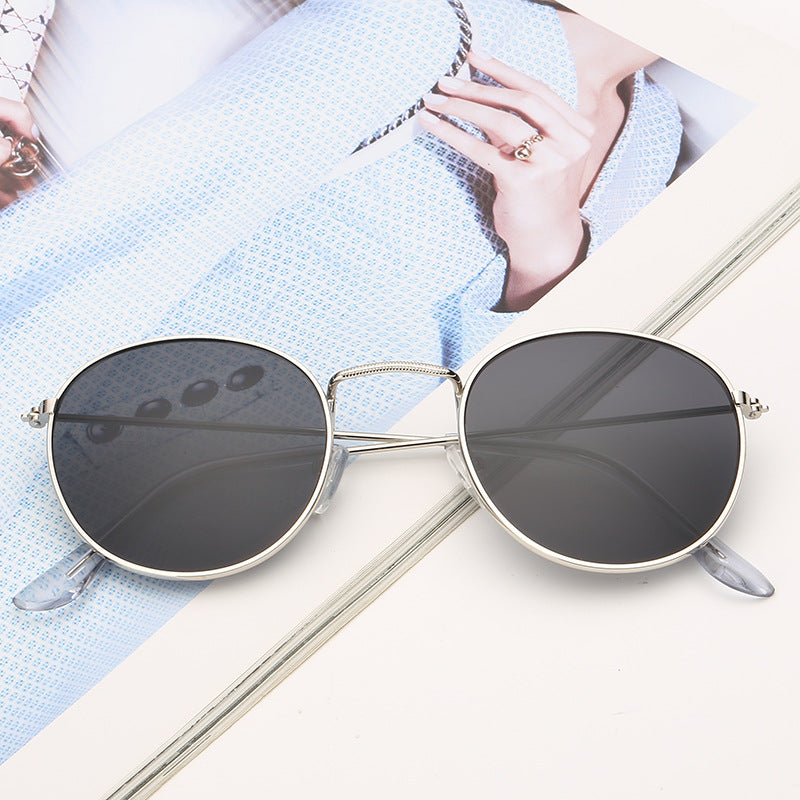 2022 New Style Plain Small Frame Sunglasses Female Trendy Korean Version Small Face Fashion Retro Harajuku Net Red Round Sunglasses