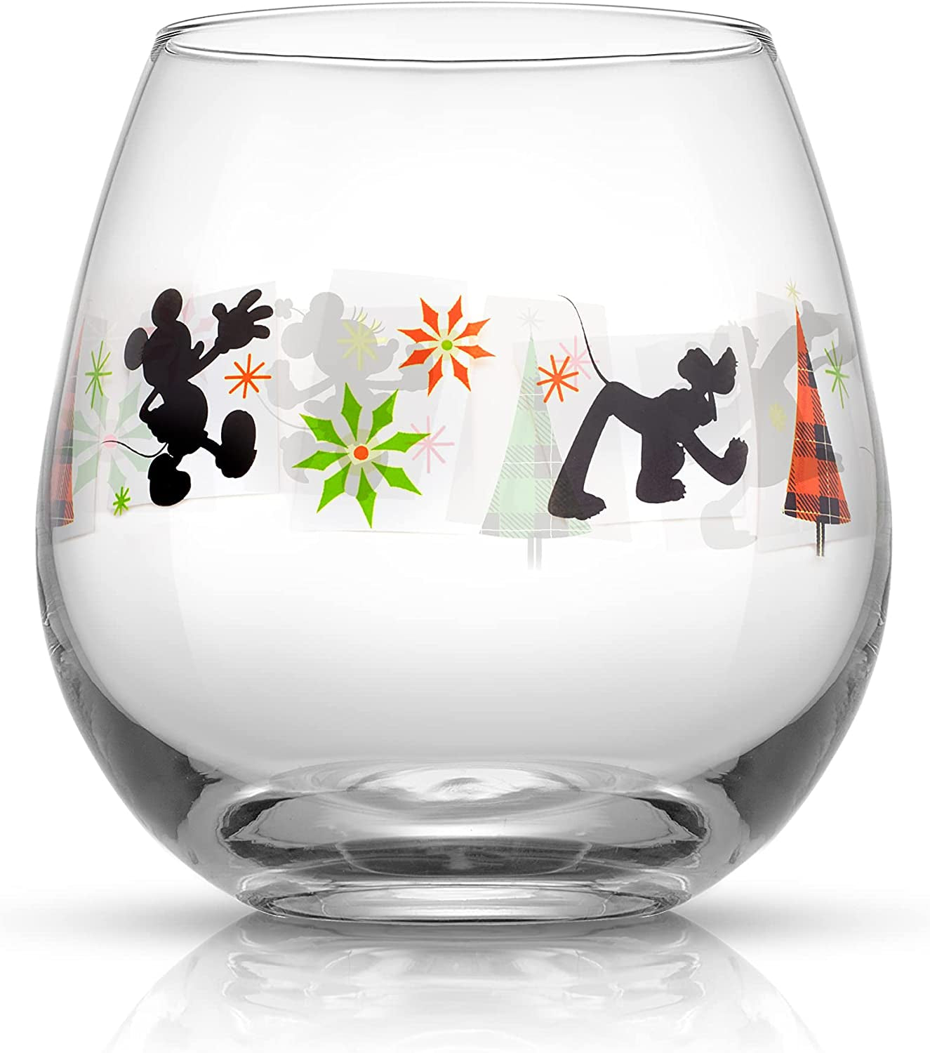 Disney Mickey Mouse Joy O Joy Stemless Wine Glasses. Set of 4 Stemless Wine Glass Drinking Glasses. Joyful Disney Gifts