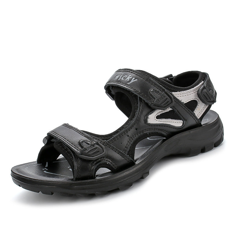 First Layer Cowhide Boys Sandals Soft Bottom Children's Leather Sandals Big Children's Beach Shoes Summer Hollow Boy Beach Shoes