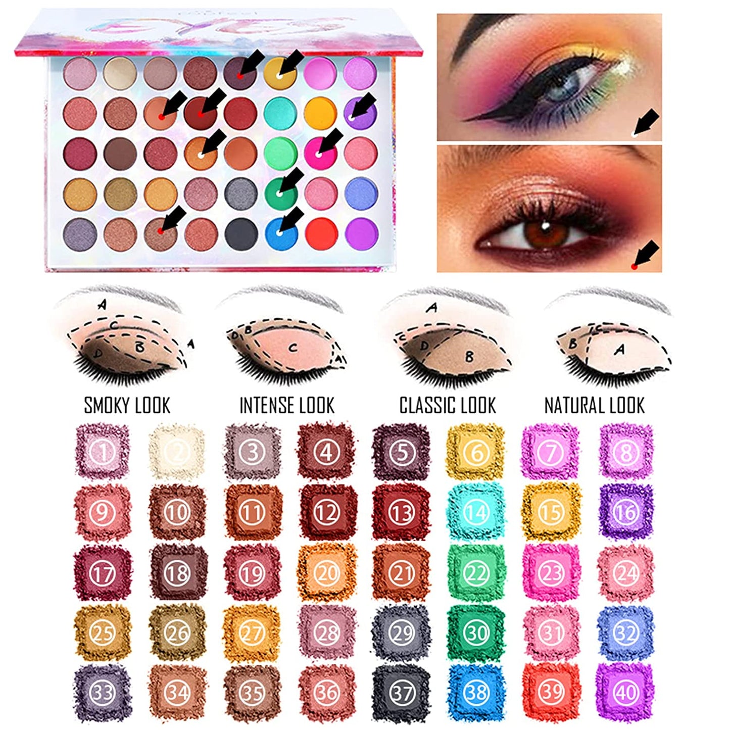 All-In-One Holiday Gift Makeup Set Cosmetic Essential Starter Bundle Include Eyeshadow Palette Lipstick Concealer Blush