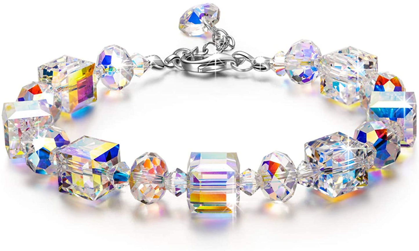 "A Little Romance" Sterling Silver Bracelets for Women Northern Lights Crystals Bracelet, Jewelry Gifts for Women