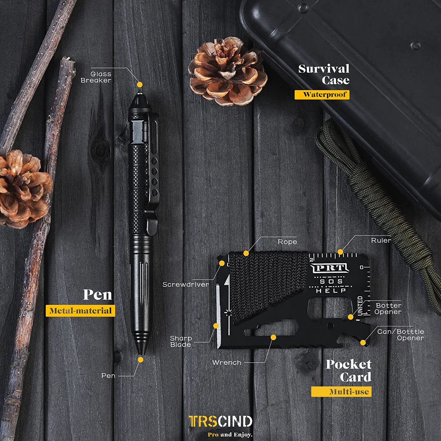 Gifts for Men Dad Him Husband, Survival Kit Tools, Survival Gear and Equipment 11 in 1, Stocking Stuffers Birthday Gifts