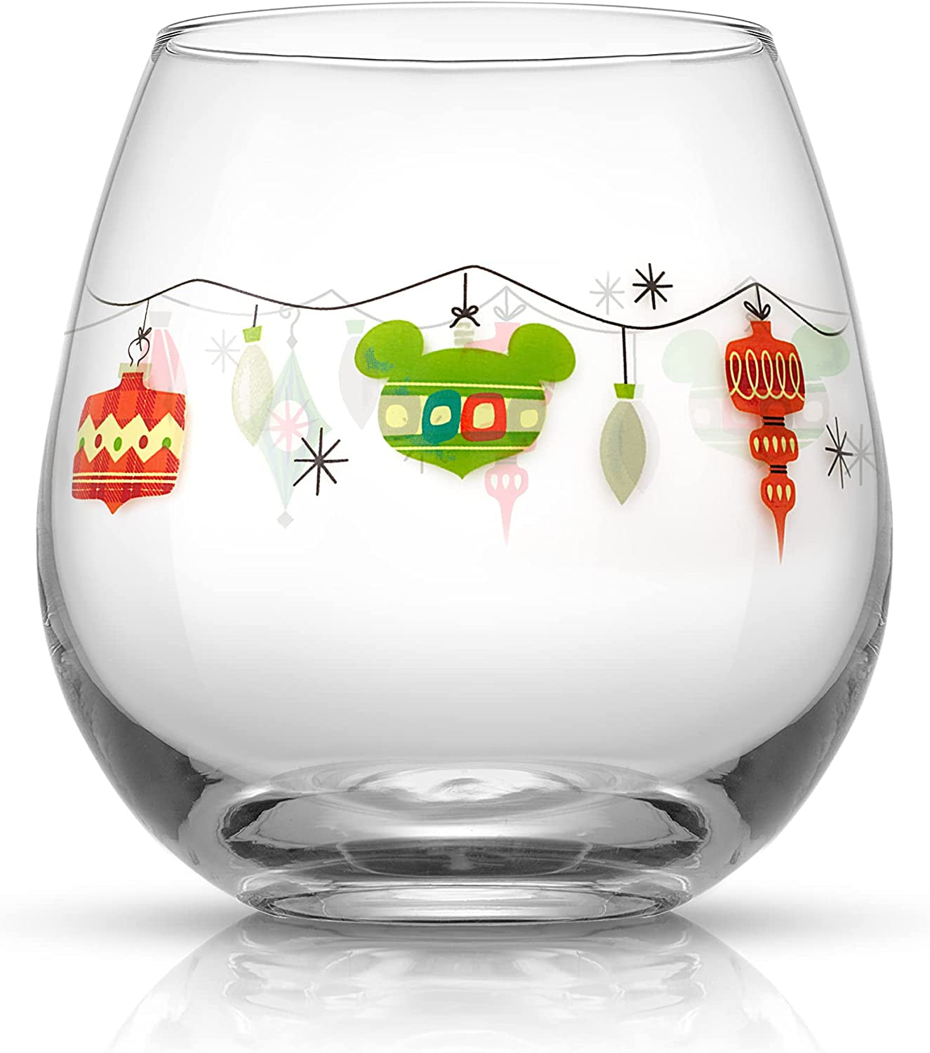 Disney Mickey Mouse Joy O Joy Stemless Wine Glasses. Set of 4 Stemless Wine Glass Drinking Glasses. Joyful Disney Gifts