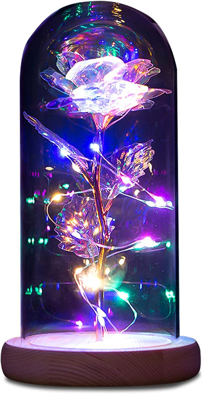 Christmas Birthday Gifts for Women Mom Her,Forever Galaxy Lighted up Rose,Preserved Colorful Artificial Flowers