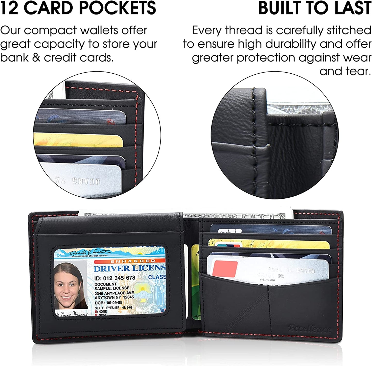Wallets for Men RFID Blocking - Leather Wallet for Men Bifold, Men's Wallet