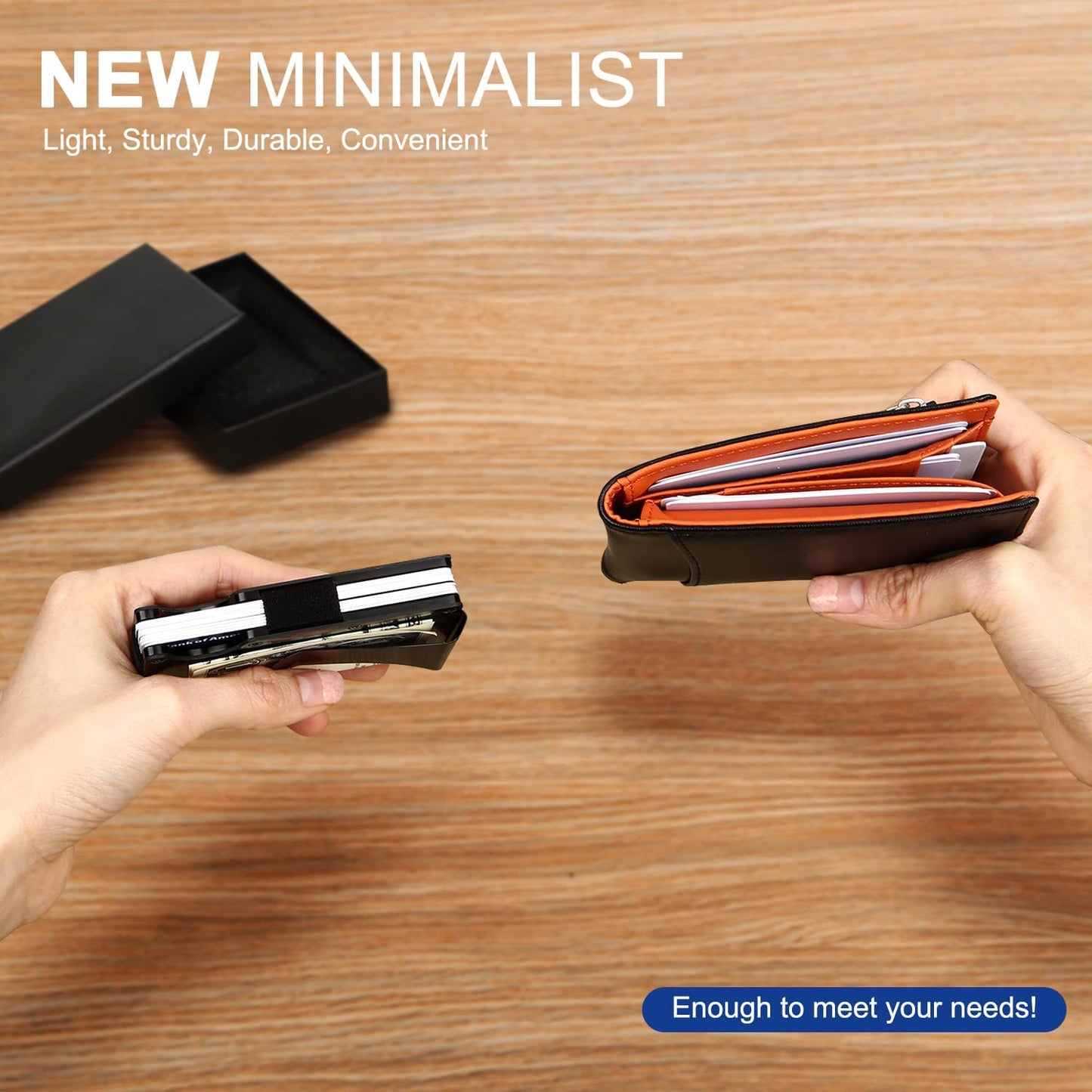 Card Holder Wallet Money Clip, Slim Minimalist Wallet for Men RFID Blocking Carbon Fiber Wallet