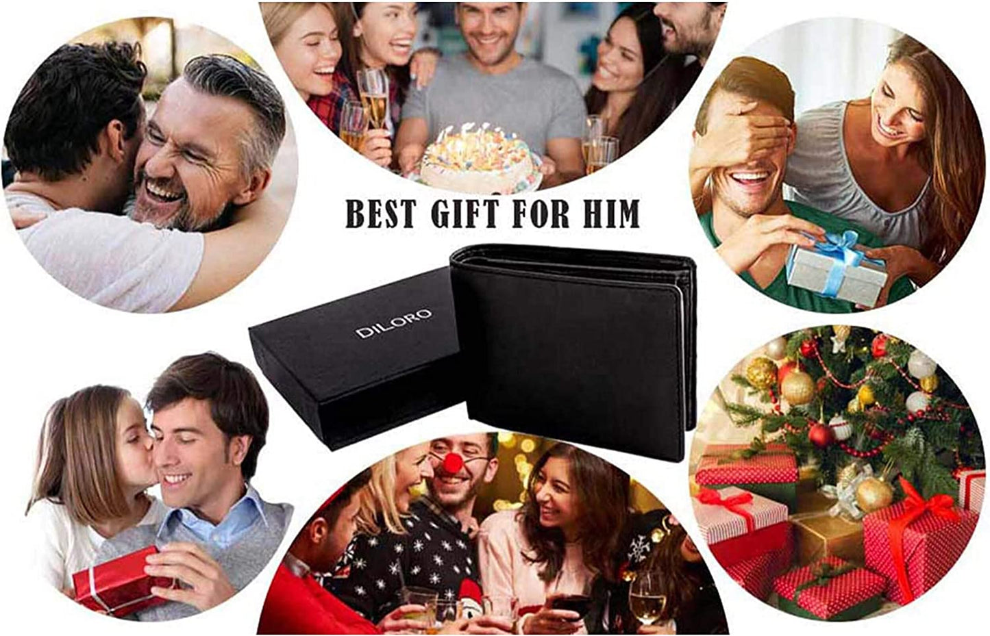RFID Slim Leather Travel Wallet for Men Bifold Top Flip 2 ID Windows