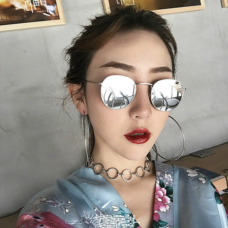 2022 New Style Plain Small Frame Sunglasses Female Trendy Korean Version Small Face Fashion Retro Harajuku Net Red Round Sunglasses
