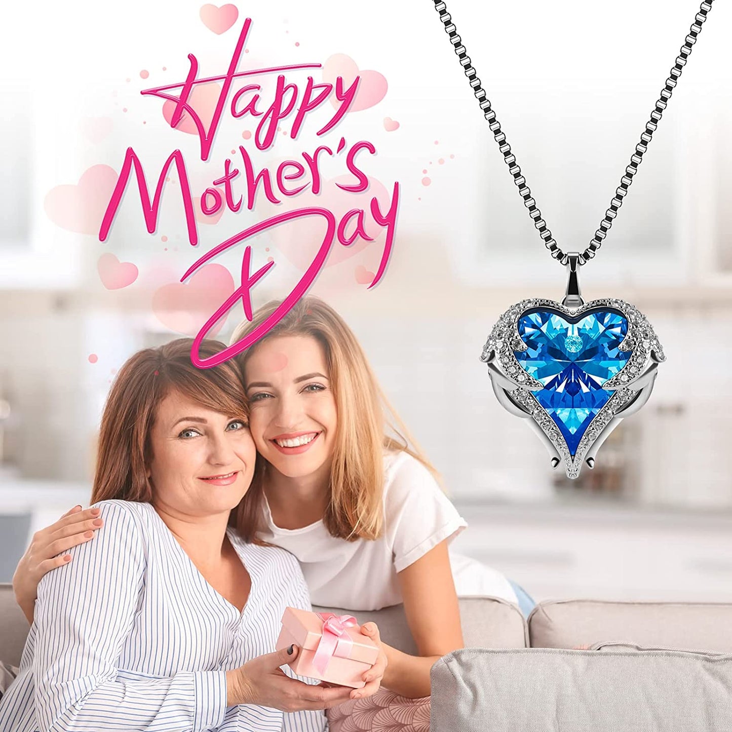 Preserved Real Rose with Heart Necklace Gift Set for Women.Forever Rose Gifts for Mom Grandma