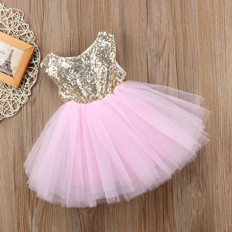 Factory Direct Sales 2018 New Children's Round Neck Sleeveless Dress Girls Black Solid Color Tutu Skirt Princess Skirt