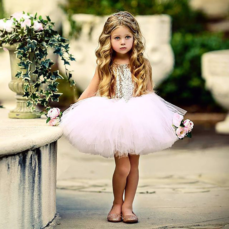 Factory Direct Sales 2018 New Children's Round Neck Sleeveless Dress Girls Black Solid Color Tutu Skirt Princess Skirt