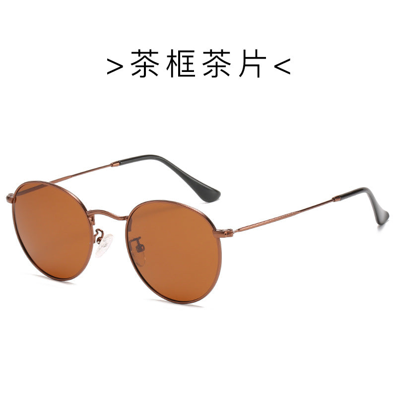 Classic Round Frame Polarized Sunglasses Personality Metal Pattern Frame Sunglasses Factory Direct Supply