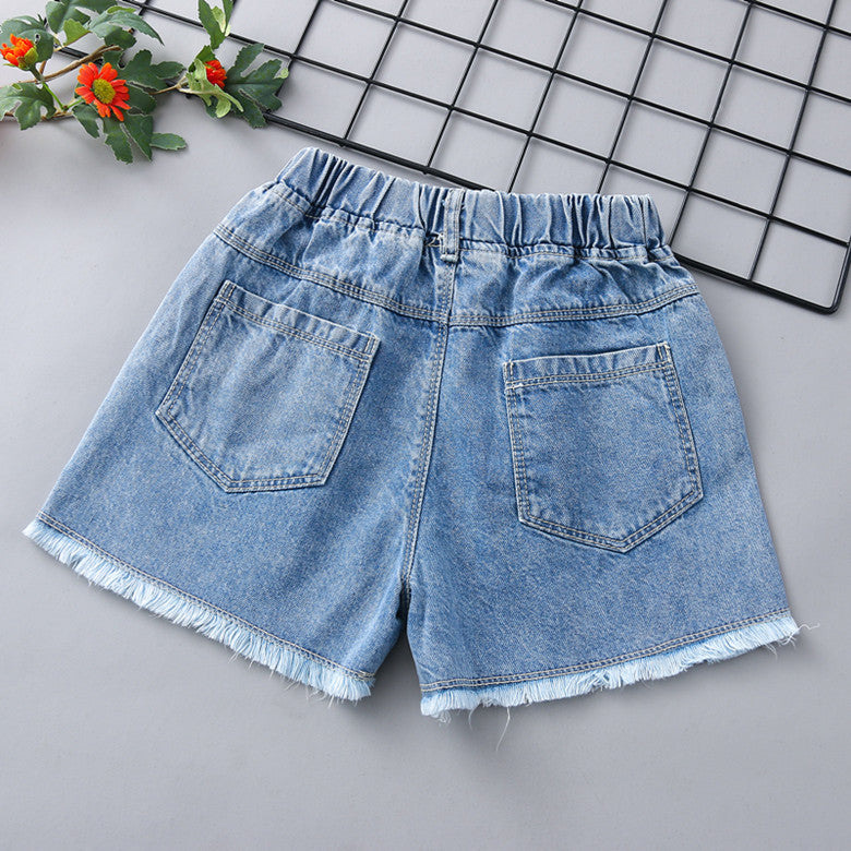 Girls Girls' Shorts Summer 2021 New Middle-aged Children's Foreign Style Korean Version Five-point Pants Baby Pants Tide Outside Wear