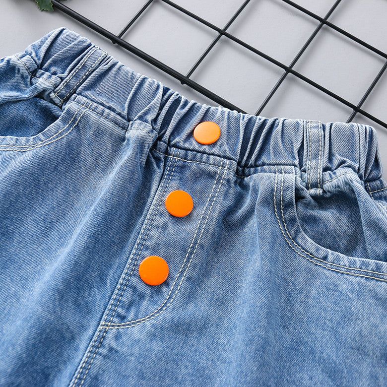 Girls Girls' Shorts Summer 2021 New Middle-aged Children's Foreign Style Korean Version Five-point Pants Baby Pants Tide Outside Wear