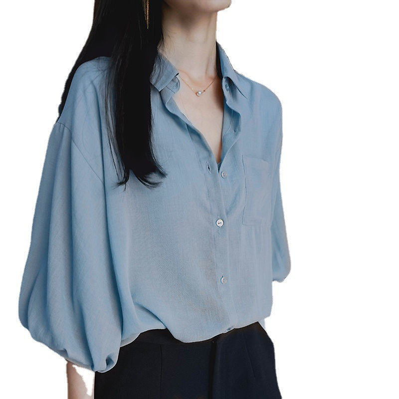 Women's Summer Five-point Sleeve Top Loose Thin Section