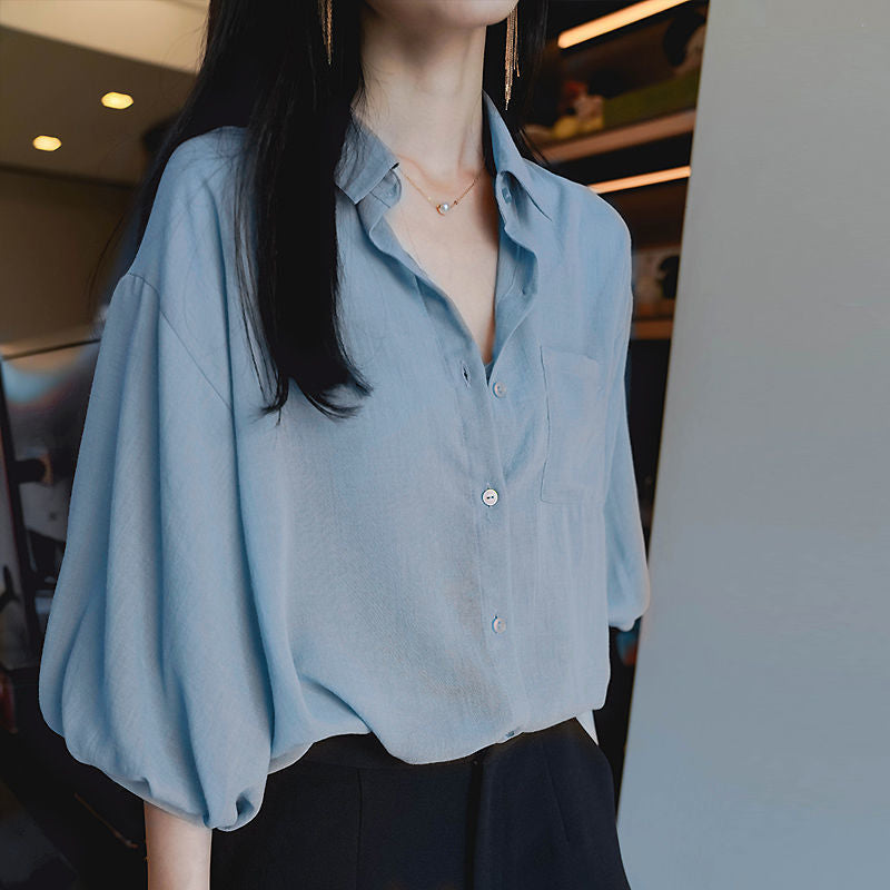 Women's Summer Five-point Sleeve Top Loose Thin Section