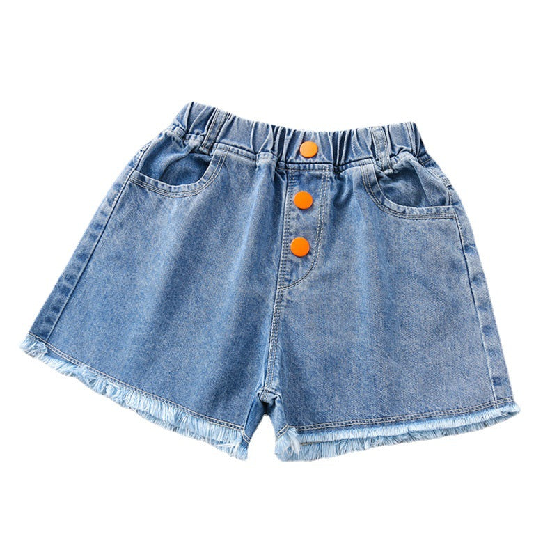 Girls Girls' Shorts Summer 2021 New Middle-aged Children's Foreign Style Korean Version Five-point Pants Baby Pants Tide Outside Wear