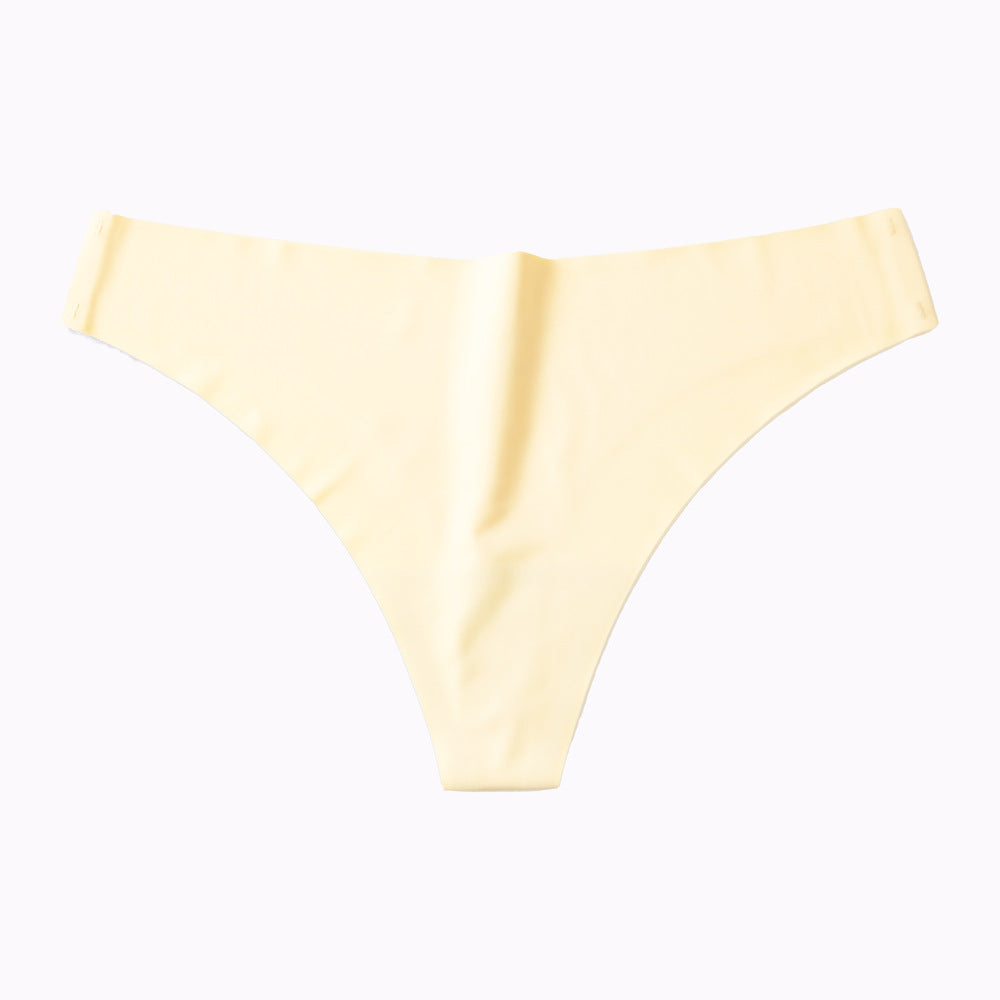 One Piece Ice Silk Seamless Solid Color Ladies Underwear Sexy Breathable Foreign Trade Mid-waist Seamless Large Size Thong