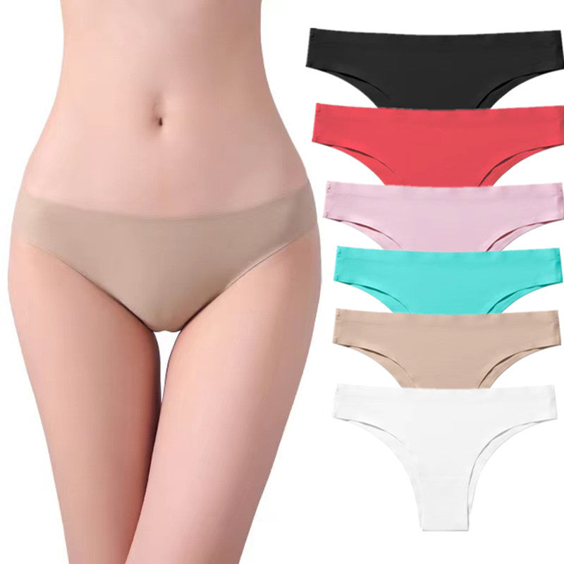 Panties Women's One Piece Seamless Ice Silk Cotton Crotch Ladies Briefs Thong Bikini Panties Hot Style