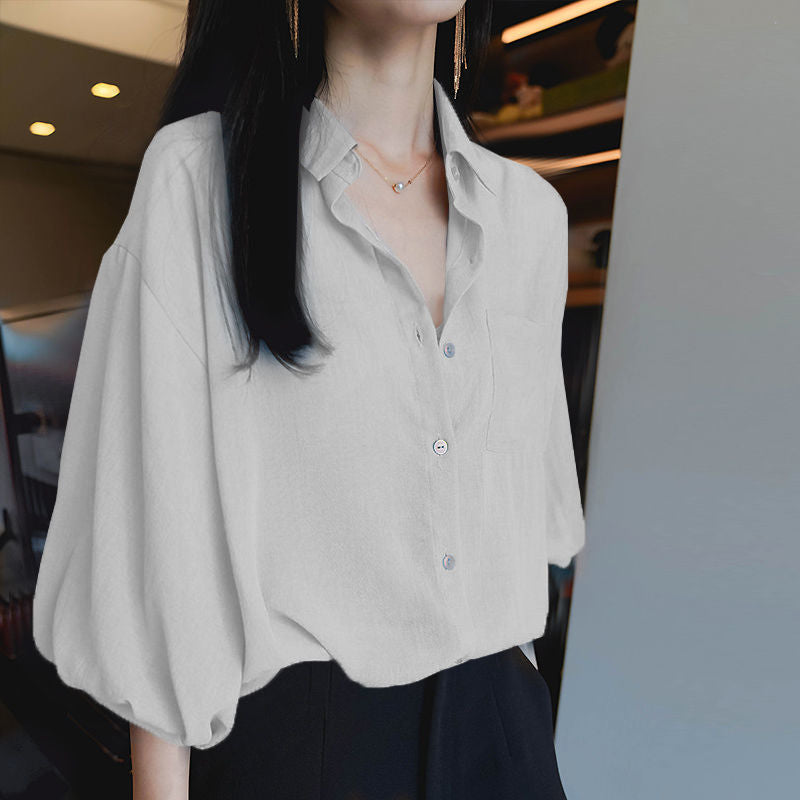 Women's Summer Five-point Sleeve Top Loose Thin Section