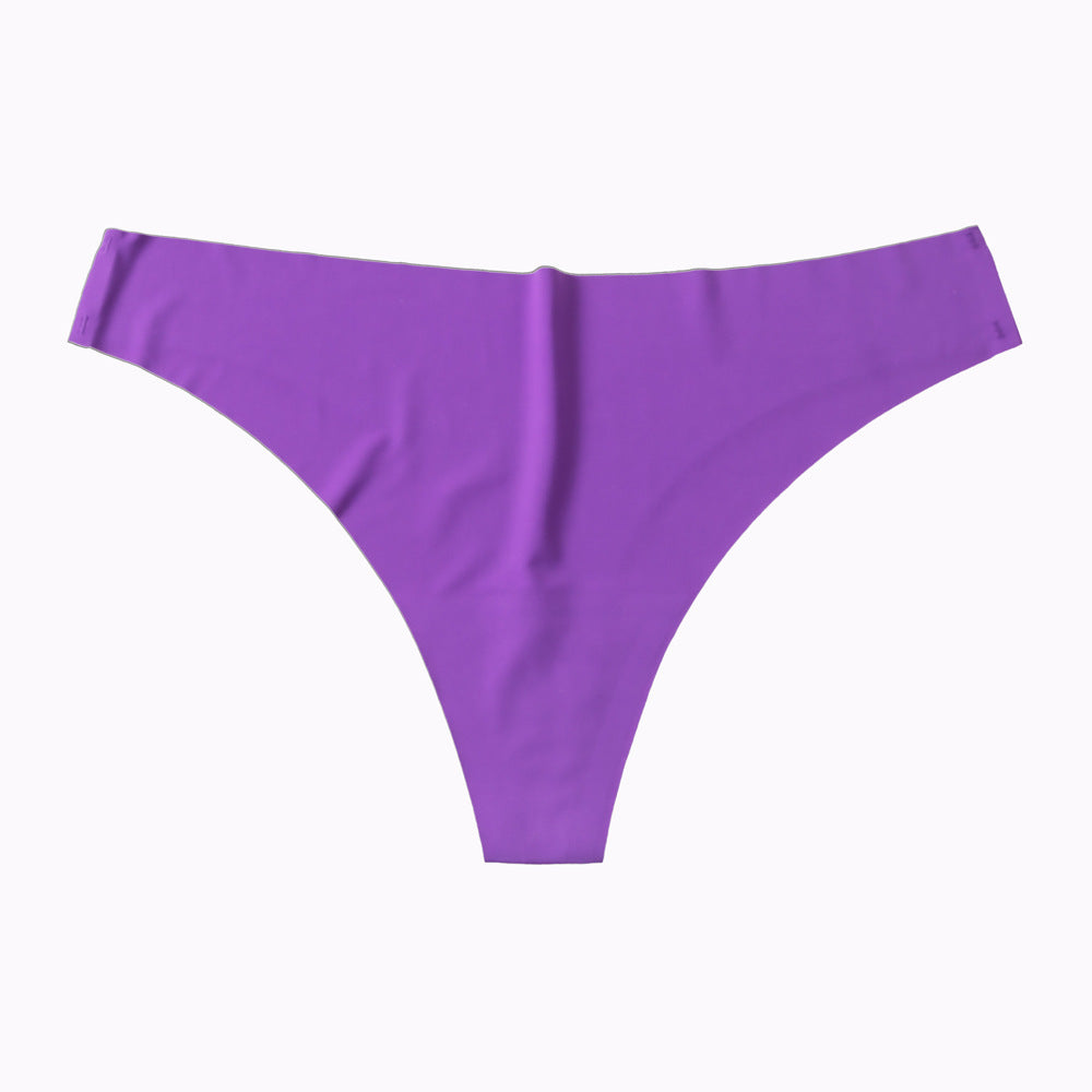 One Piece Ice Silk Seamless Solid Color Ladies Underwear Sexy Breathable Foreign Trade Mid-waist Seamless Large Size Thong