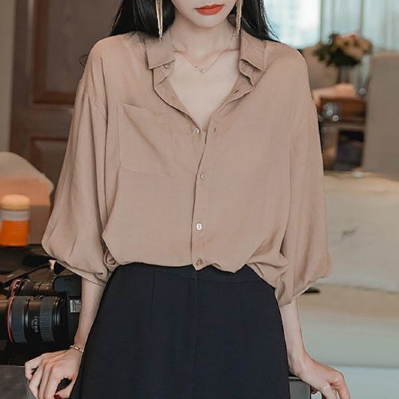 Women's Summer Five-point Sleeve Top Loose Thin Section