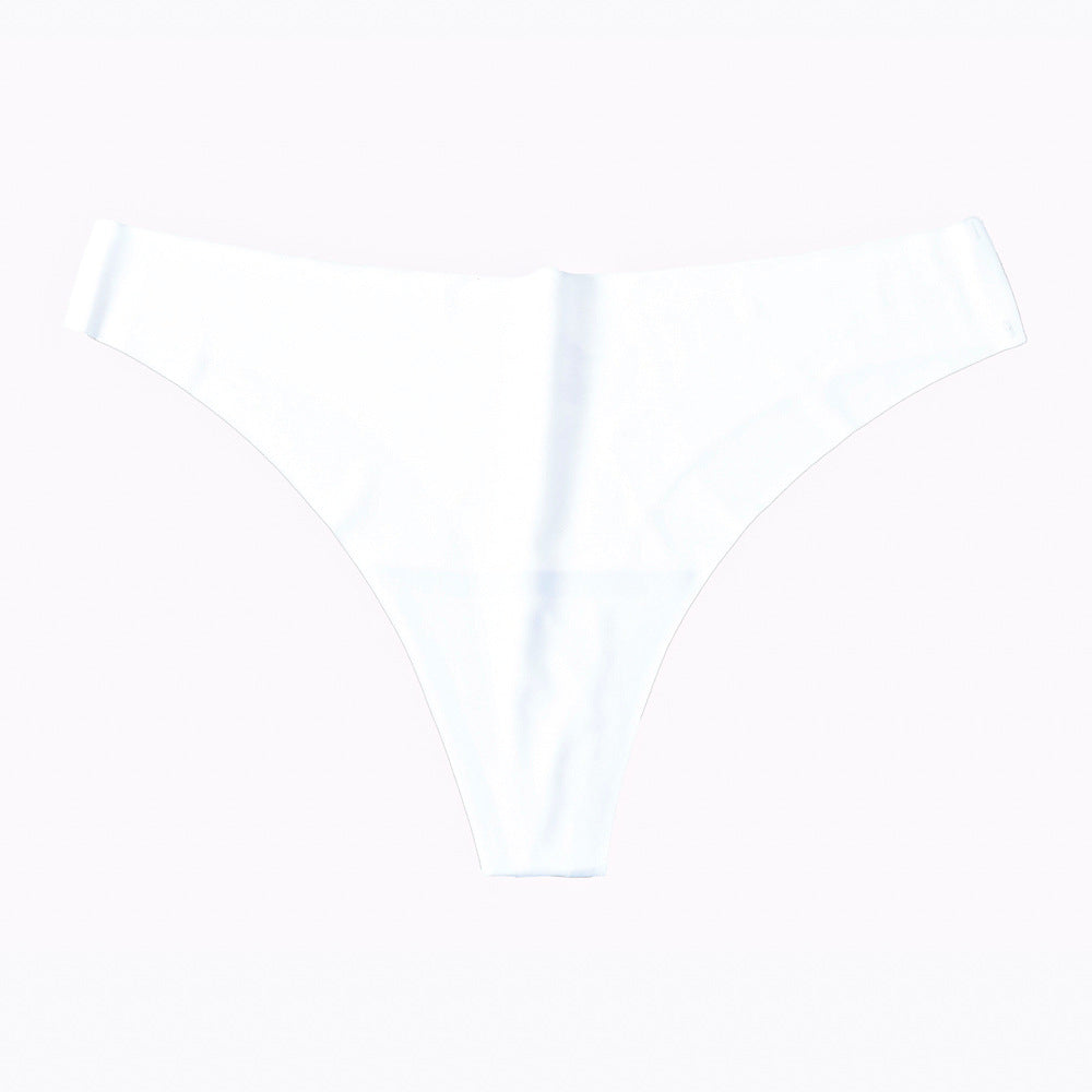 One Piece Ice Silk Seamless Solid Color Ladies Underwear Sexy Breathable Foreign Trade Mid-waist Seamless Large Size Thong