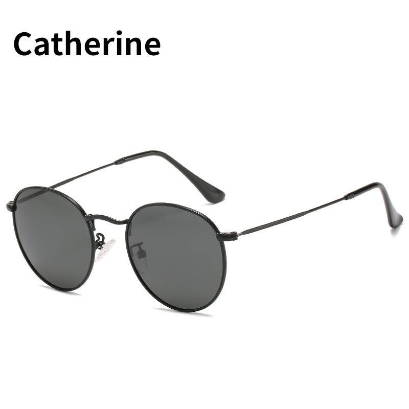 Classic Round Frame Polarized Sunglasses Personality Metal Pattern Frame Sunglasses Factory Direct Supply