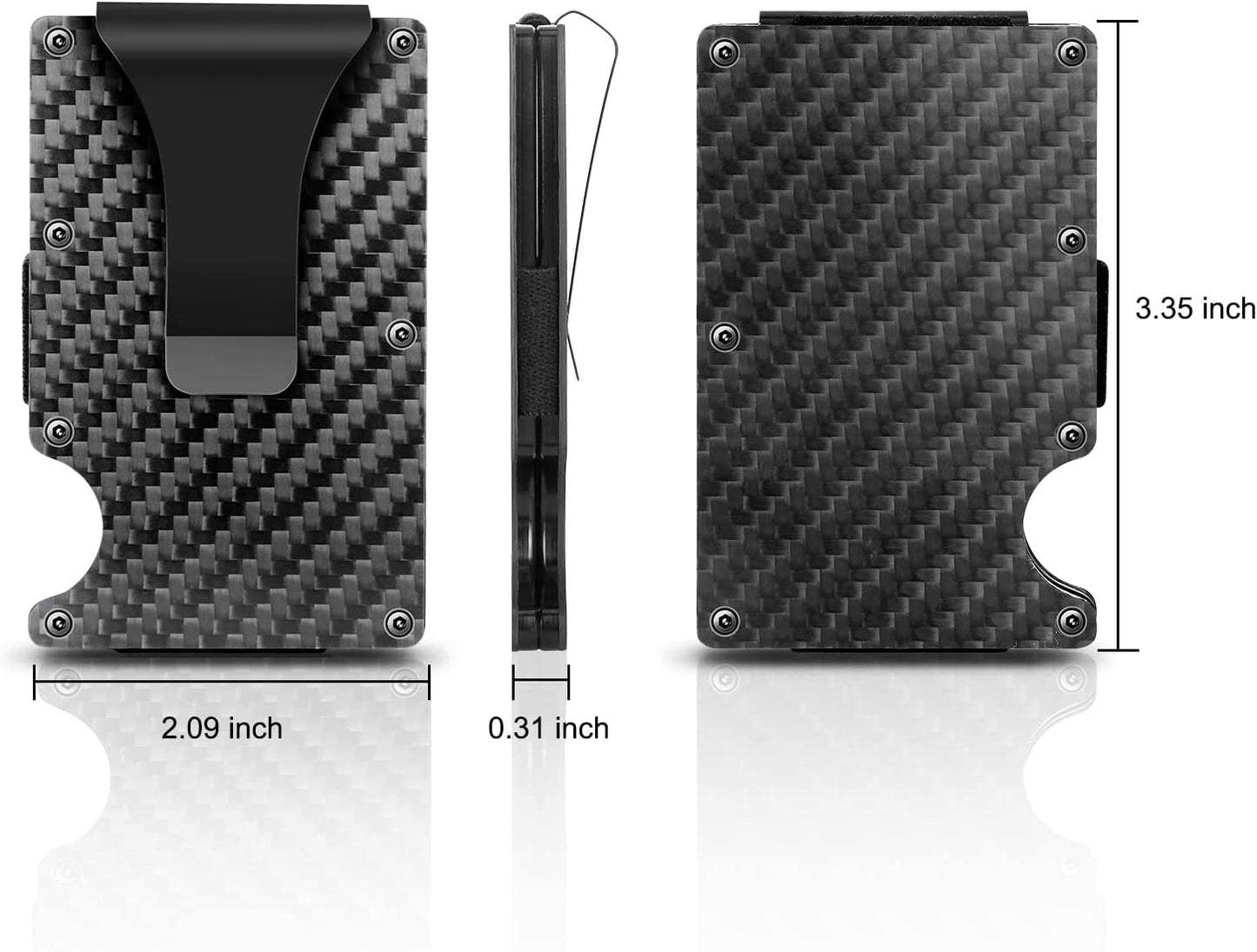 Card Holder Wallet Money Clip, Slim Minimalist Wallet for Men RFID Blocking Carbon Fiber Wallet