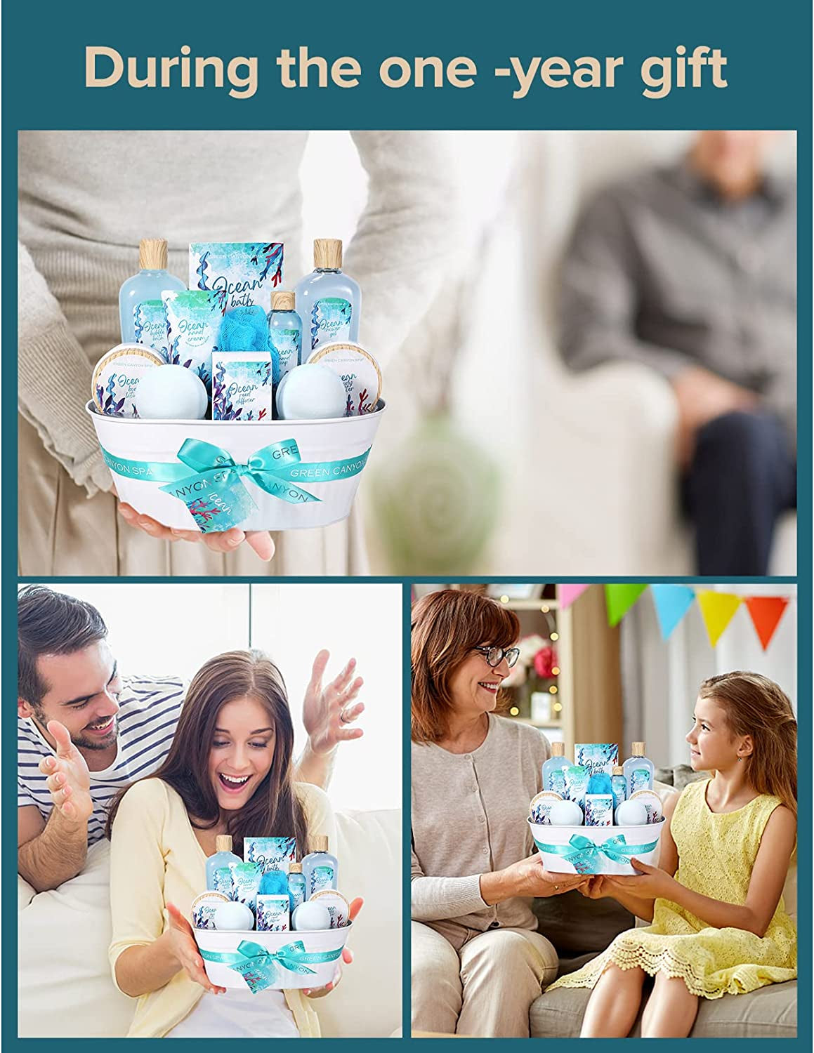 Bath Spa Gift Baskets Women - 12 Pcs Ocean Bath Gift Sets Home Holiday Spa Gift Basket